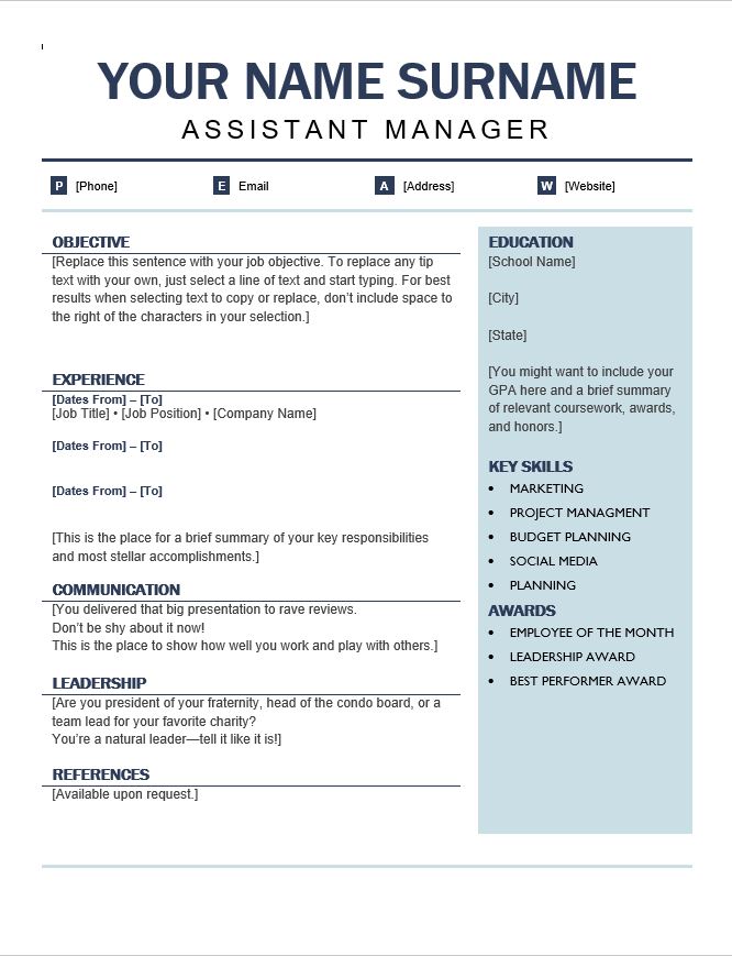 Organized Modern Resume   